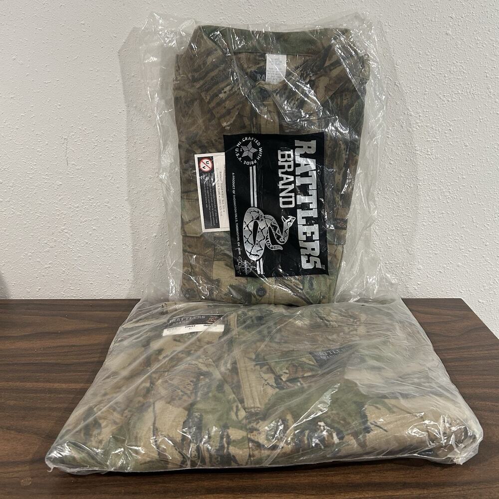 NWT Vintage Rattlers Brand Realtree Camo Hunting Outfit Shirt Pants USA Made NOS